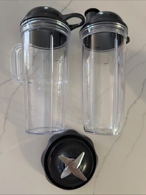 Nutribullet Blender Bottle Replacement Cups and Blade Assembly - Black